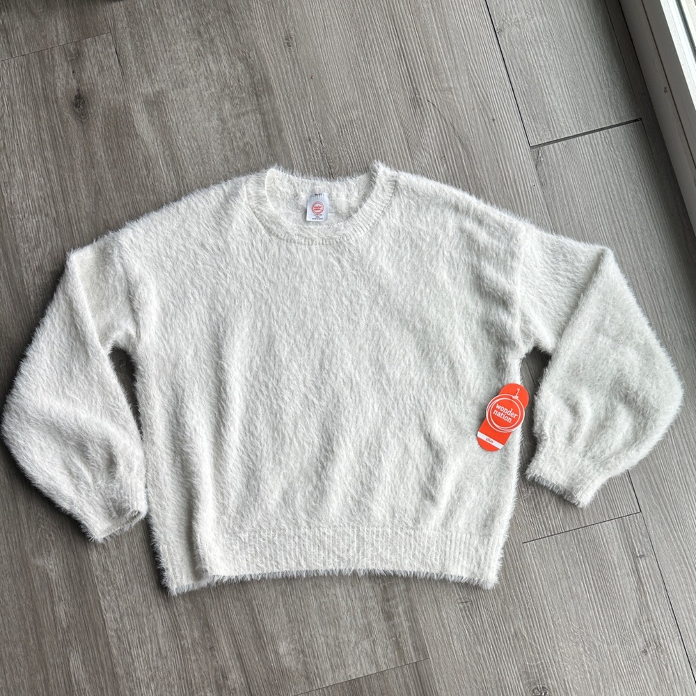 Wonder Nation Fuzzy White Kids plus Sweatshirt
